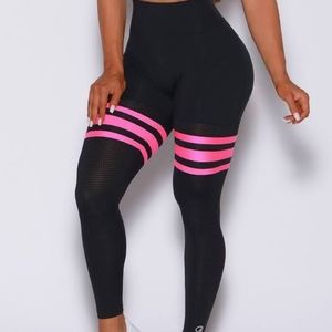 Bombshell high waisted black and neon pink legging